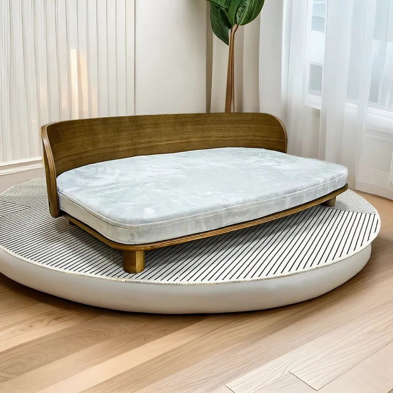 Solid Wood Dog Bed Luxury Pet Accessories Eco Friendly Pet House Soft Pet Products Cat Furniture for Living Room Furniture
