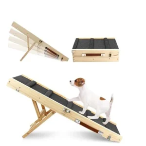 Solid Wood Folding Eco friendly Dog Climbing Ladder with Slope Slide and Step Square Shape Pet Supplies