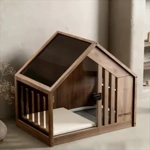 Solid Wood Luxury Dog House for Small Dogs Indoor Pet Villa with Removable Cushion All Season Pet Kennel
