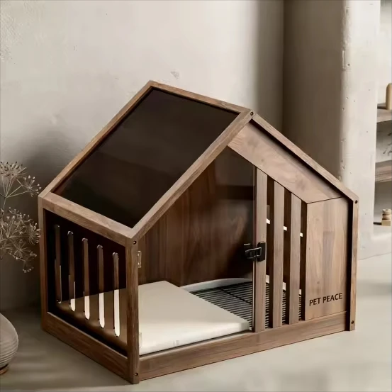 Solid Wood Luxury Dog House for Small Dogs Indoor Pet Villa with Removable Cushion All Season Pet Kennel