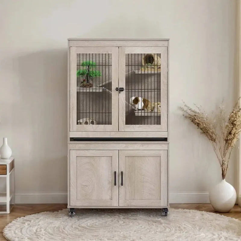 Solid Wood Pet House Suitable for Indoor Use with an Elegant Design and Multiple Functions Can Also Serve As a Cabinet