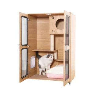 Solid Wood Pet Houses Cat Cage Furniture Wooden Safe Breathable Multi Layer Luxury Villa for Indoor Manufacturer