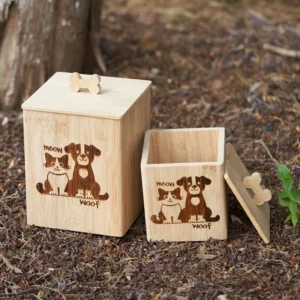 Solid Wood Pet Urn with Bamboo Accents Quality Funeral Supplies Dog and Cat Memorial Coffin