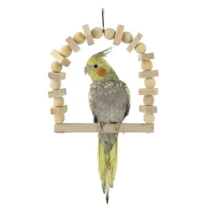 Solid Wood Swing Bird Toy Ring Parrot Toy Supplies Bird Cage Accessories