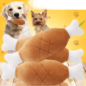 Sounding Plush Chew Resistant Pet Chew Toys Bone Chicken Leg Fruit Carrot Design Interactive Squeaky Toys for Dog Cat