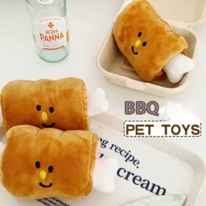 South Korea Eco Friendly Ins Barbecue Plush Dog Toy Hidden Food Scented Squeak Toy for Puppy Molar Bite Sound