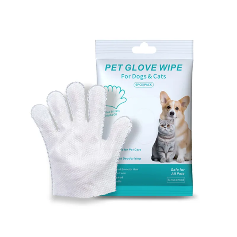 Specially Designed Eco friendly Non woven Fabric Foreign Trade Cross Border Pet No Bath Cleaning Gloves Wet Wipes Dog Cleaning