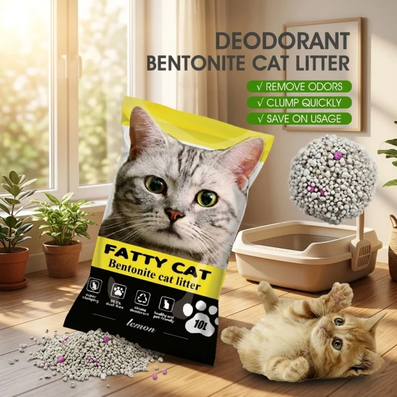 Spherical Bentonite Cat Litter Eco Friendly Fast Clumping Odor Control Smooth Pellets Fast Absorb 4kg 8kg