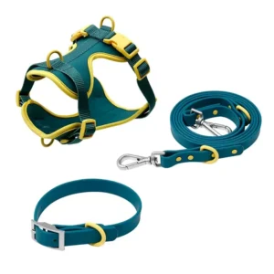 Spliced Color Waterproof Dog Harness Set PVC Multifunction Adjustable All-Season Waterproof Polyester Dog Leads