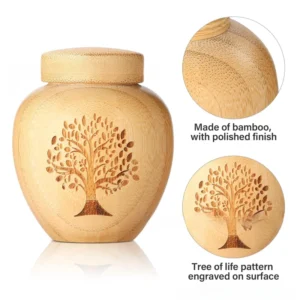 Spot Wooden Round Tree Pattern Customizable Pet Urns Dogs Funeral Supplies Memorial Hair Collection Box Made in Cao County