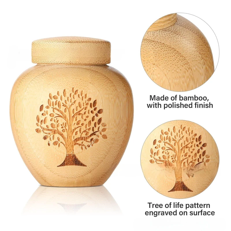 Spot Wooden Round Tree Pattern Customizable Pet Urns Dogs Funeral Supplies Memorial Hair Collection Box Made in Cao County