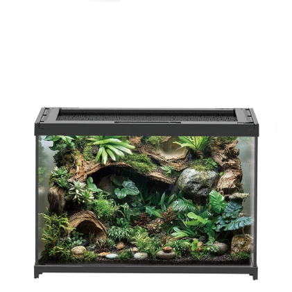 Square Amphibian Reptile Terrarium Eco Friendly Ultra Clear Glass Rainforest Habitat Escape Proof Lock for Frogs Snakes