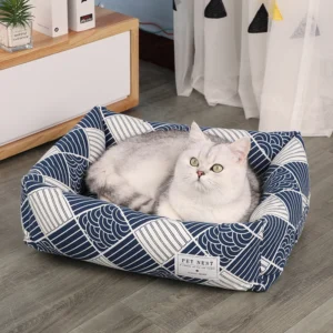 Square Classic Eco friendly Cotton Pet Bed All Season Universal Removable Washable Sleep Dog Bed