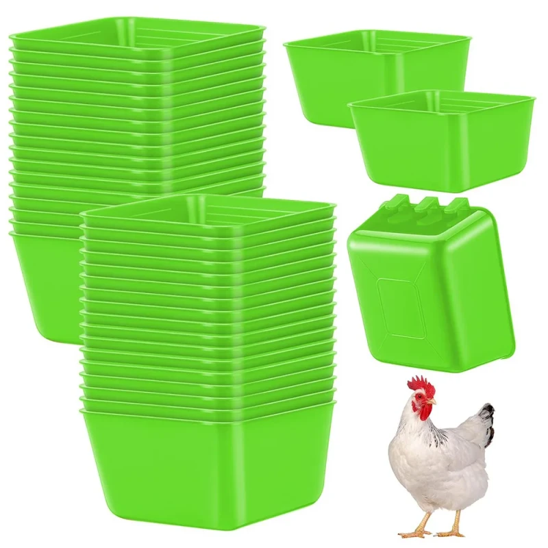 Square Design Poultry Garden Farm Pigeon Bird Feeder Cups Hanging Cage Chicken Water Cup for Little Pet Parrot Wire Hutch
