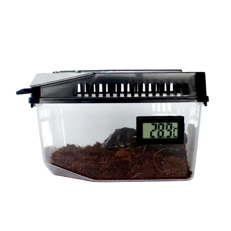 Square High Transparent Plastic Reptile Habitat Cage Breeding Box for Gecko Lizard Chameleon