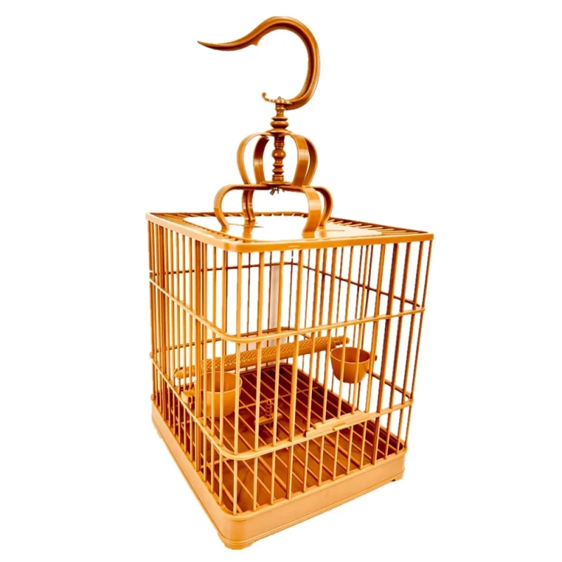 Square Plastic Bird Cage Portable Hanging Cage with Hook & Bowls Lightweight Bird Carrier for Canaries Finches Parakeets