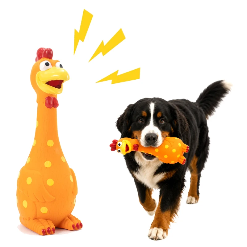 Squeaky Cartoon Dog Toy Latex Rubber Chicken Squeeze Screaming Interactive Fetch Chew Fun Eco Friendly Polka Dot