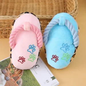 Squeaky Chew Plush Stuffed Slippers Flip Flops Shoes Rope Interactive Puppy Pet Gift Holiday Xmas Relieve Puppy Toys