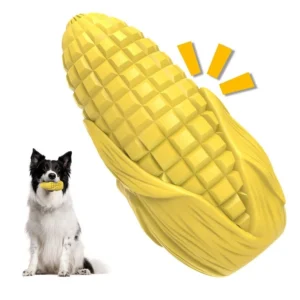 Squeaky Corn Shaped Durable Dog Toy Natural Rubber Meat Flavored Chew Toy Self Entertaining Interactive Teeth Cleaning for Dogs
