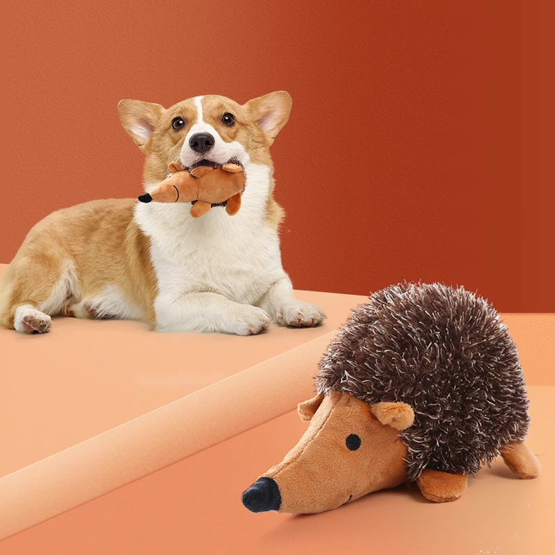 Squeaky Hedgehog Dog Toy Eco Friendly Plush Crinkle Bite Resistant for Teeth Molar and Interactive Chew