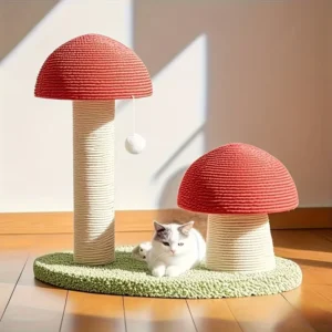 Stable Green Mat Mushroom Cat Scratch Tower Durable Sisal Rope Claw Sharpener Decorative Pet Furniture Cat Trees & Scratcher