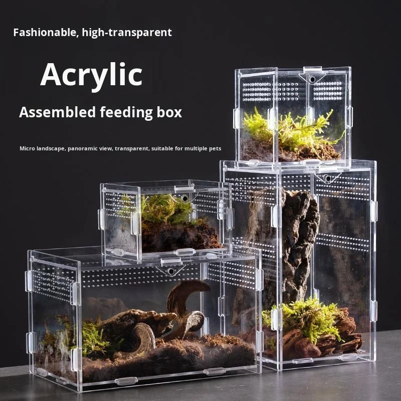 Stackable Crystal Clear Acrylic Gecko Terrarium Reptile Enclosure Box Packing