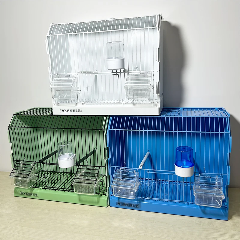 Stackable Foldable Bird Cage with Stand Wrought Iron Flight Cage with Feeder Bowls for Canary Finch Parakeet Small Birds