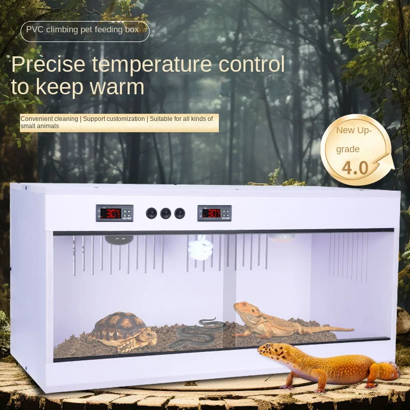 Stackable PVC Reptile Terrarium Habitat Intelligent Temperature Control Front Opening Door Built in Light Switch