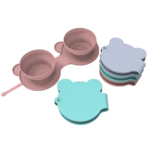 Stackable Silicone Pet Bowls Love Design High Quality Compact Foldable Dual Feeder for Outdoor Food & Water
