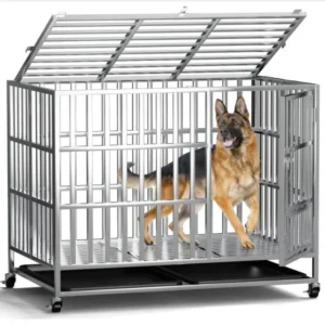 Stainless Steel 304 Square Dog Cage Kennel Metal Pet Crate Durable Outdoor Large Folding House Pet Dog Cage