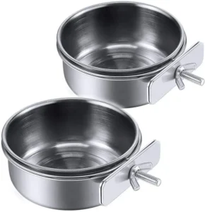 Stainless Steel Bird Feeding Dish Cups Bird Feeder Metal Food Water Bowl Pet Cage Cups Holder for Bird