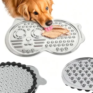 Stainless Steel Dog Licking Mat Slow Feeder Bowl Pet Food Bath Mat Tray for Dogs and Cats Large Size Pet Supplies