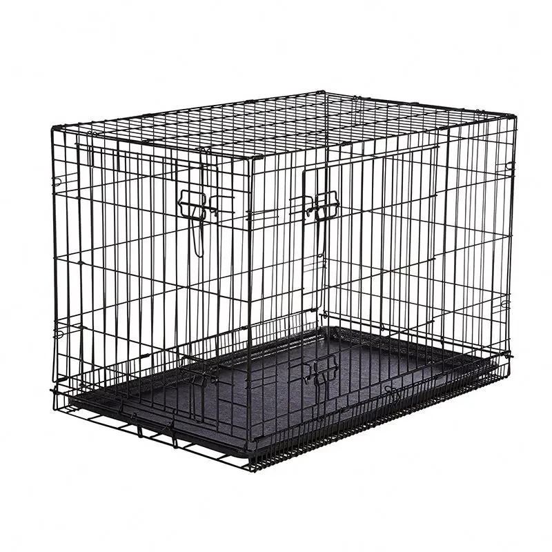 Stainless Steel Folding Large Cute Dog House With Double Door High Capacity Dog Cage Suitable for Dog and Puppy