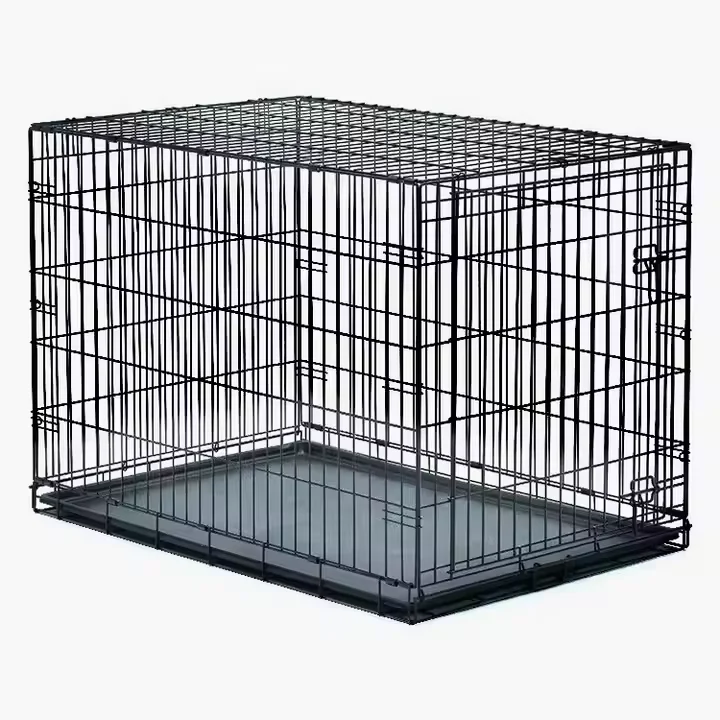 Stainless Steel Kennel Pet Cage for XXL Medium Dogs Travel Metal Double Door Folding Indoor Outdoor Puppy Playpen with Divider