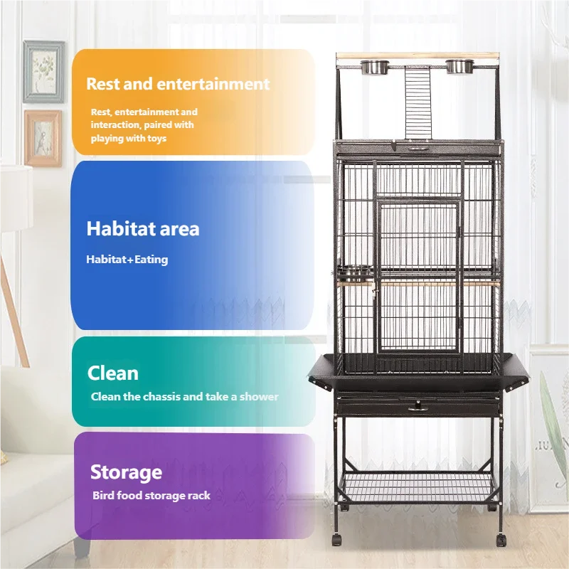 Stainless Steel Large Outdoor Portable Aviary Strong Bird Cage for Parrots and Canaries Bird Supplies