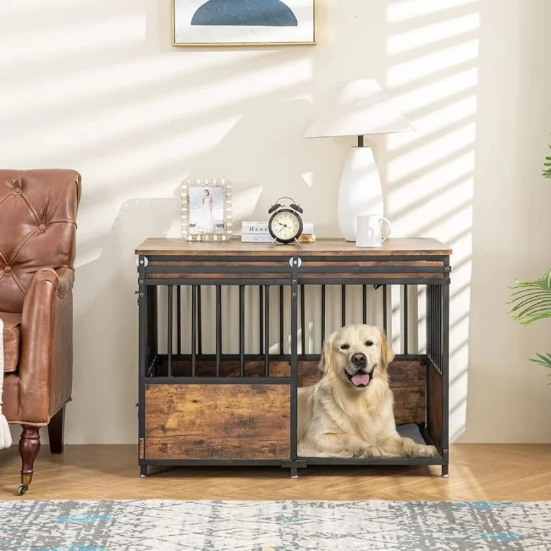 Stainless Steel Living Room Pet Furniture Wooden Dog Cages for in House