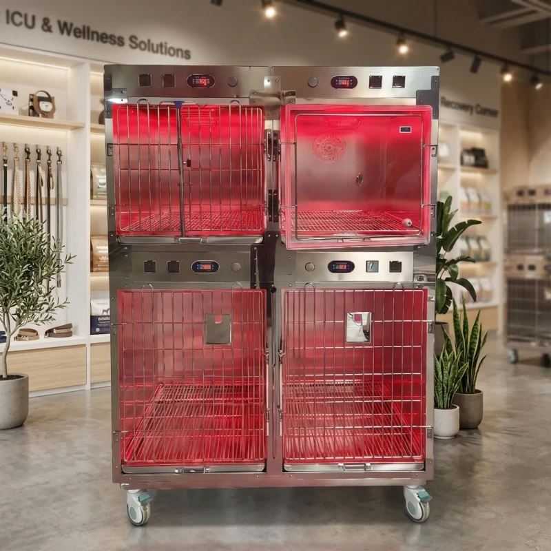 Stainless Steel Modern Classic Thickened Pet Cage with Anti collision Bite Resistant Design Durable Pet Hospital Inpatient Cages