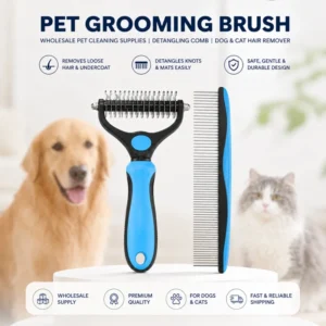 Stainless Steel Pet Grooming Comb Dog Cat Deshedding Brush Dematting Tool Detangling Hair Removal Undercoat Rake Long Fur