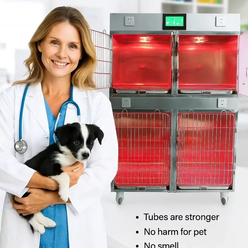Stainless Steel Pet Therapy Cage with Infrared Function for Vet Hospital and Animal Clinic
