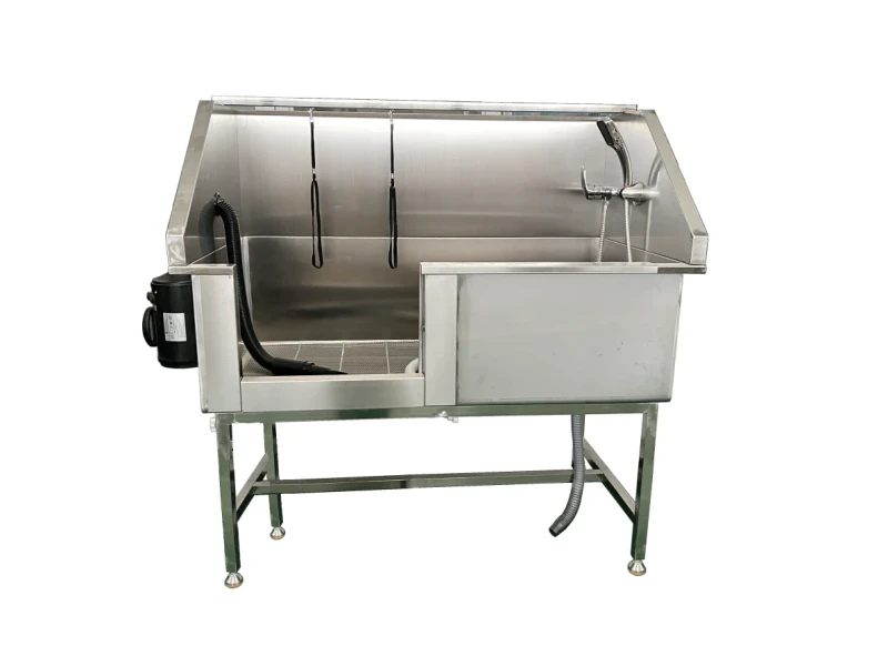 Stainless Steel Sliding Pet Bathing Pool Veterinary Grooming Washing Tub Large Dog Cat Spa Bath Tub with Drainage System