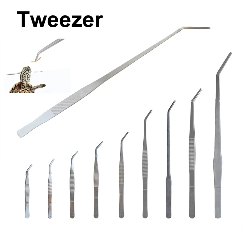 Stainless Steel Straight Curved Aquarium Tweezers Long Aquascaping Tools Reptile Feeding Tongs for Fish Tank Lizard Spider