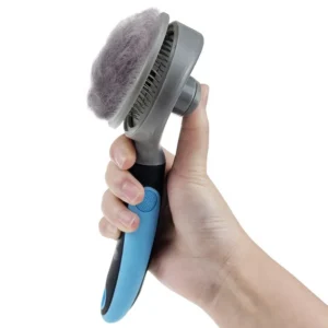 Stainless Steel and Plastic Pet Grooming Brush Self Cleaning Dog and Cat Slicker Comb Removes Pet Hair Automatically