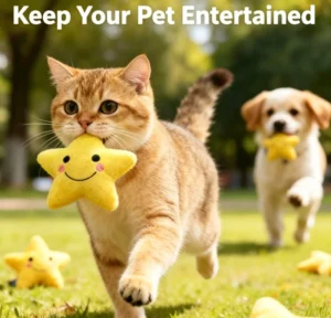 Star Shaped Plush Pet Toy Interactive Squeaky Toy for Cats and Dogs with Built in PP Crinkle Paper Bite Resistant