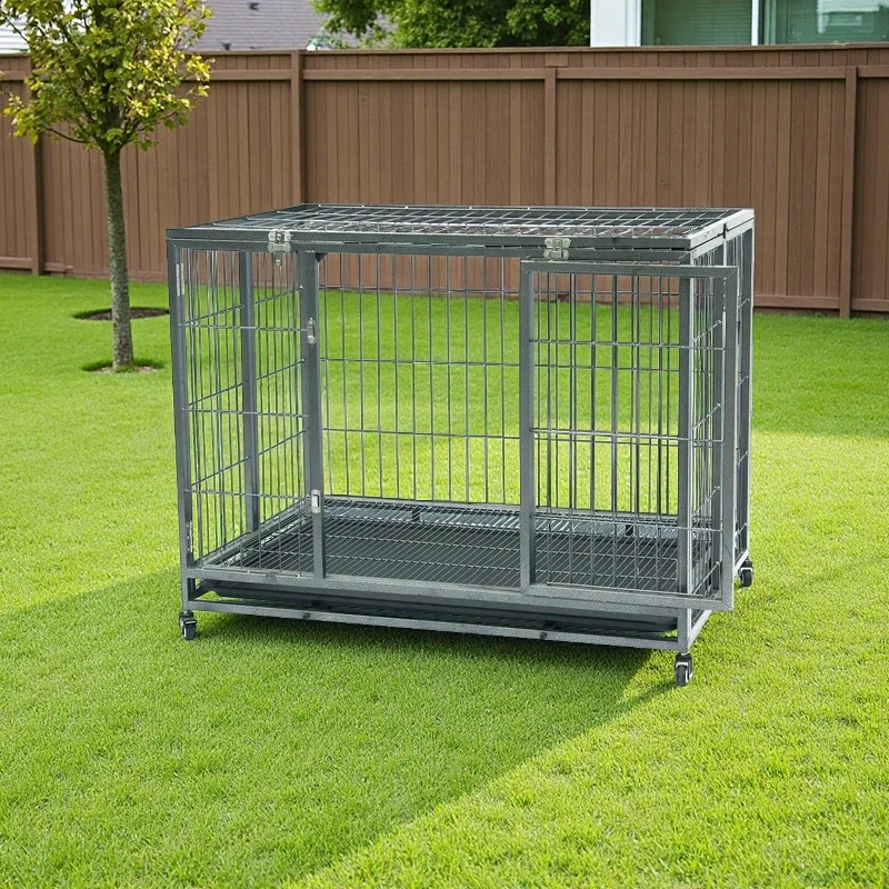 Steel Foldable Large Dog Cage Pet Cages Houses Open Top Metal Dog Crate Kennels