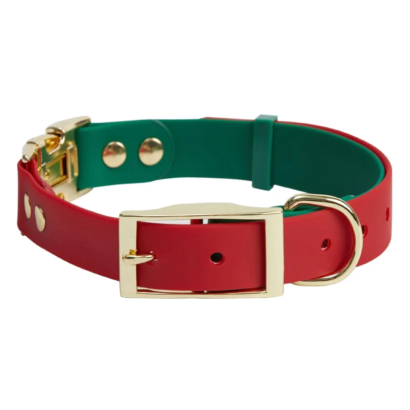 Stink Odor Proof Dirt Resistant TPU Coated Waterproof Plastic Dog Collar Easy Clean Christmas Color Pet Collar