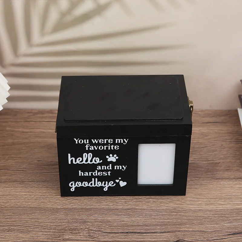 Stock Solid Wood Eco Friendly Quadrate Pet Caskets Classic Style Urns Funeral Supplies for Dogs Ash Memorial Coffin Box