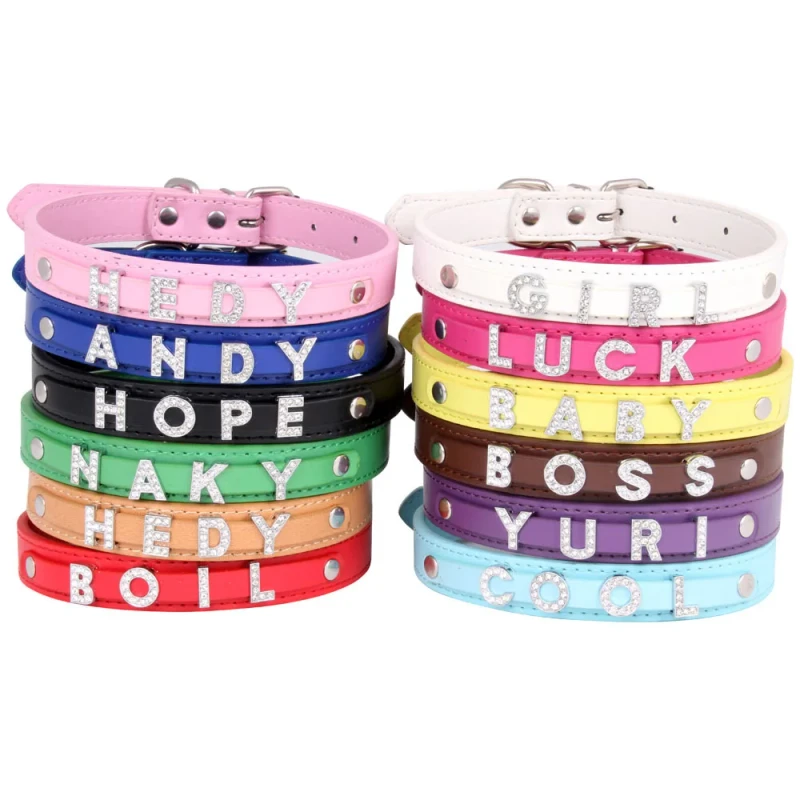 Stocked Plain Personalized Dog Charm Letter Name Collar