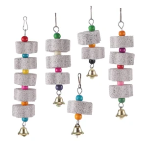 Stone Mineral Pet Supplies Bird Cage Toy Grinding Stone Flower Shape Hang Style Parakeet Toy for Parrot