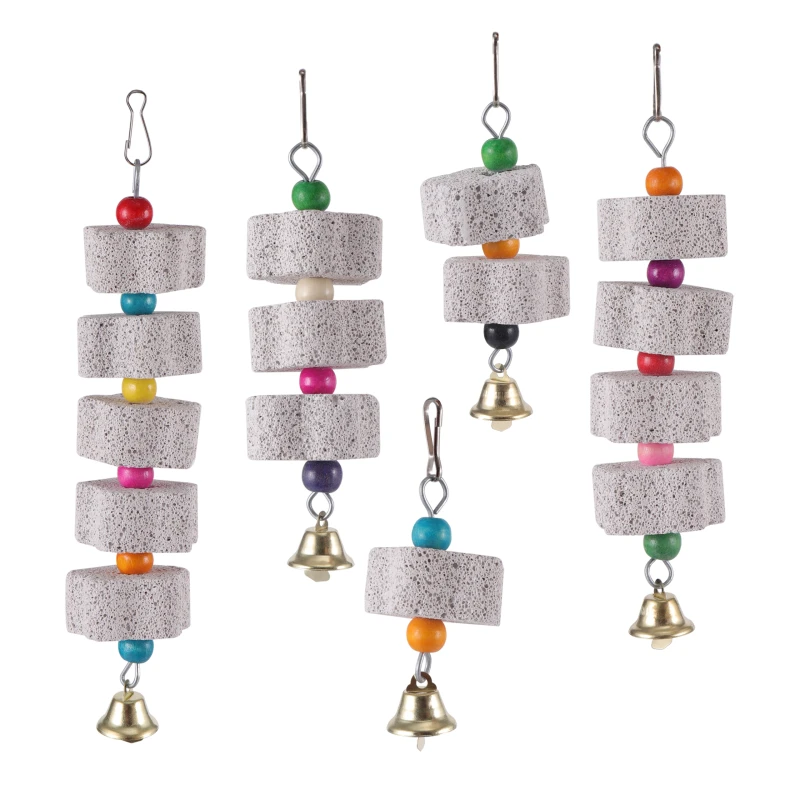 Stone Mineral Pet Supplies Bird Cage Toy Grinding Stone Flower Shape Hang Style Parakeet Toy for Parrot