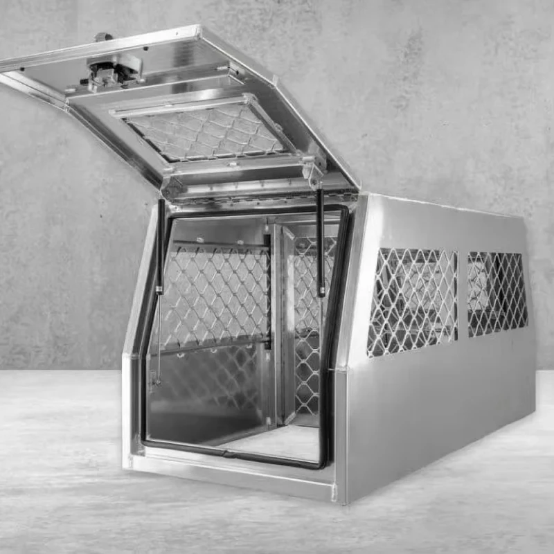 Stress Resistant Anti Escape Aluminum Dog Crate Large Pet Cage High Transparency Mesh Surface Unobstructed Ventilation